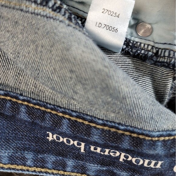 Ann Taylor Loft Distressed Modern Mid-Rise Boot Dark Blue Denim Jeans Size 6 - Picture 11 of 13